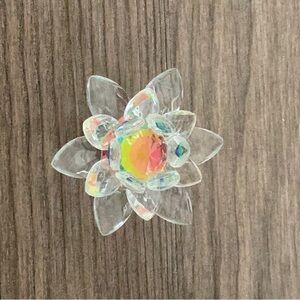 Rainbow Crystal Lotus Flower Feng Shui Home Decor 3" X 3" X 2”